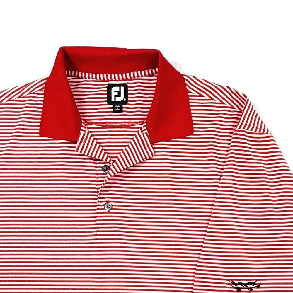 FootJoy ProDry Mens Red White Striped Golf Polo Shirt Short Sleeve Size‎ XL